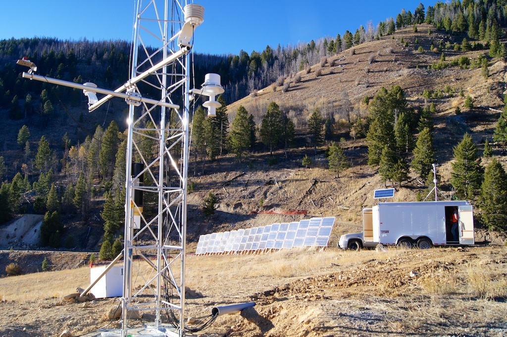 MET trailer, tower and solar power system.